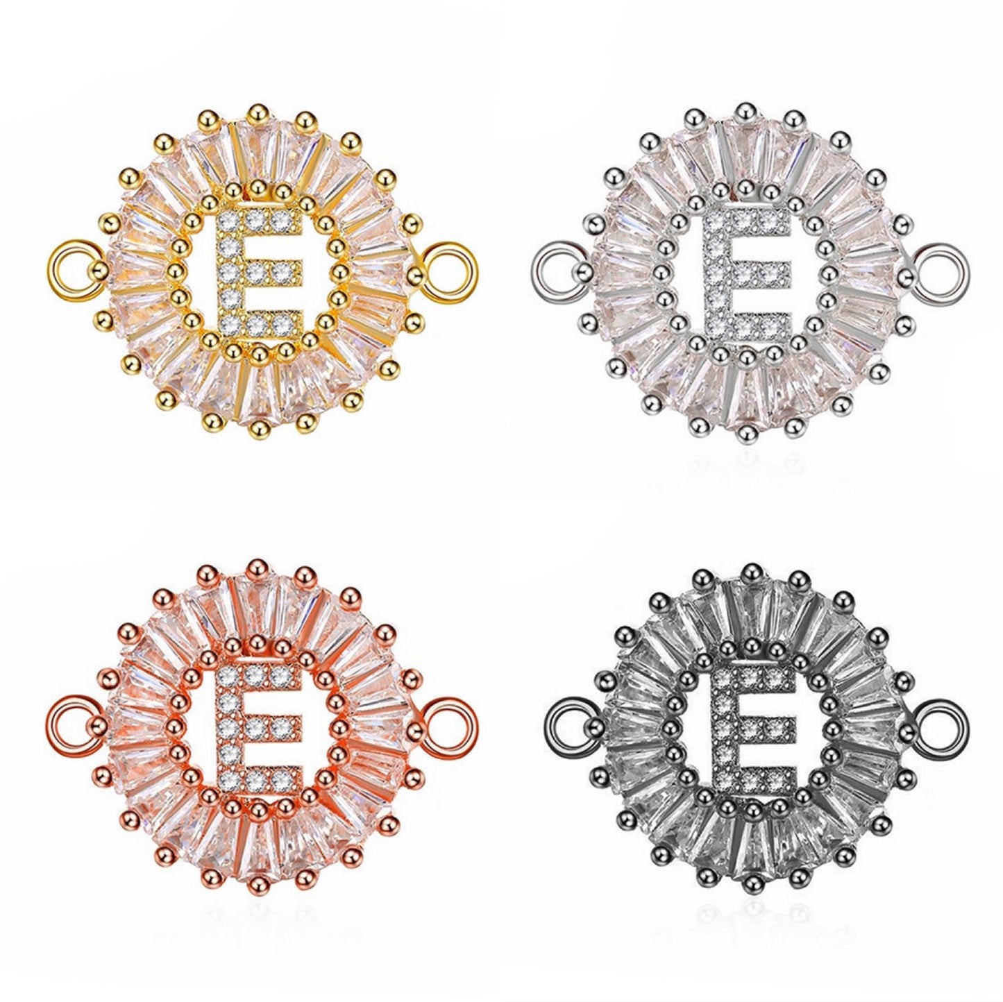 10-26pcs/lot 19*16mm CZ Paved Initial Letter Alphabet Connectors CZ Paved Connectors Initials & Numbers Charms Beads Beyond