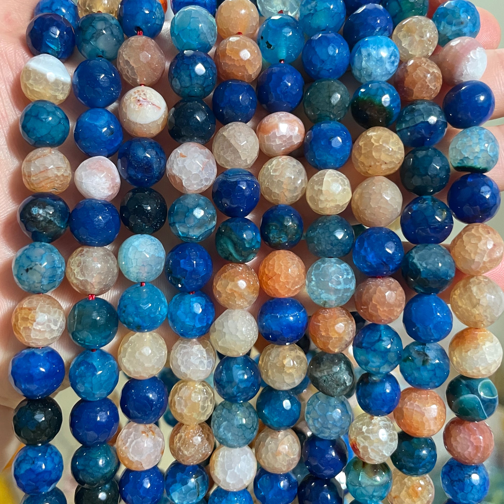 2 Strands/lot 10mm Blue Peach Agate Faceted Stone Beads Stone Beads Faceted Agate Beads Charms Beads Beyond
