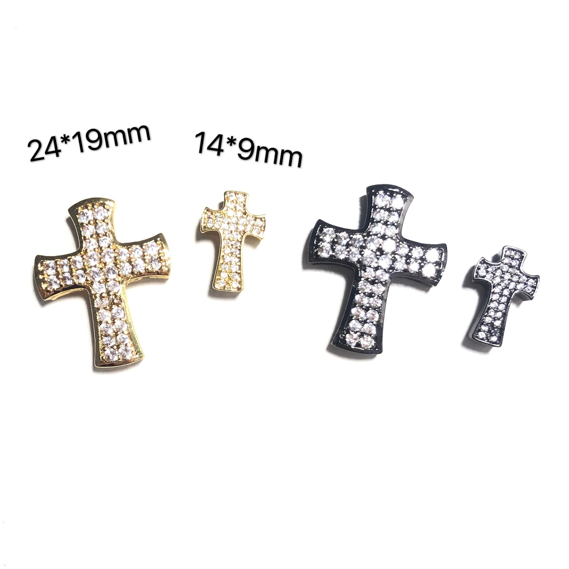 20pcs/lot 14*9mm CZ Paved Small Cross Centerpiece Spacers CZ Paved Spacers Cross Spacers Charms Beads Beyond