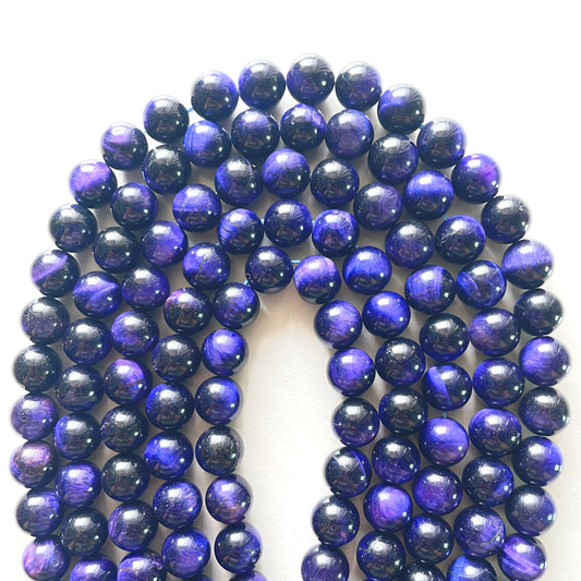 10mm Purple Blue Tiger Eye Round Stone Beads Stone Beads New Beads Arrivals Tiger Eye Beads Charms Beads Beyond