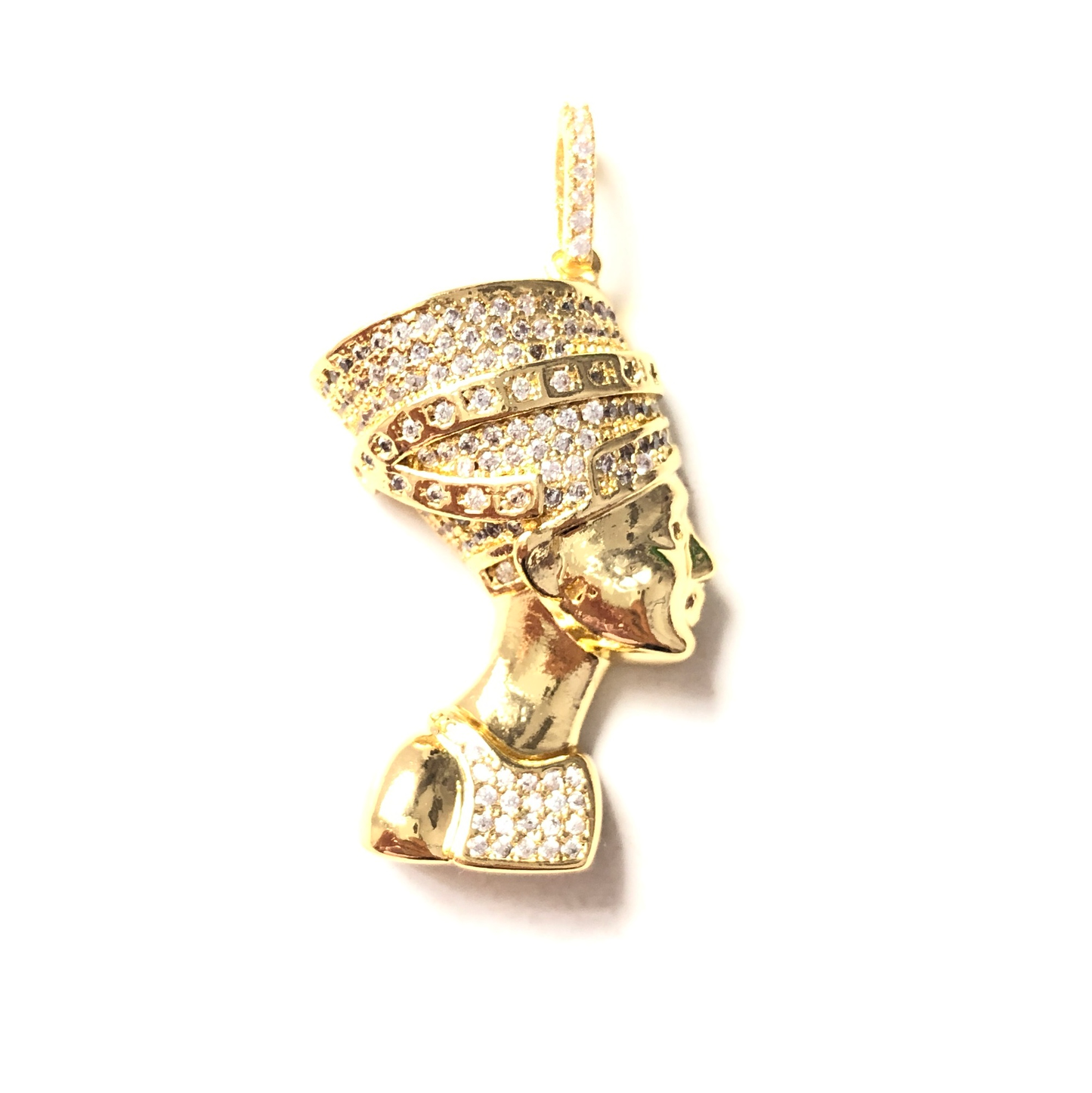 10pcs/lot 41*21mm CZ Paved Queen Nefertiti Charms Gold CZ Paved Charms Large Sizes Queen Charms Charms Beads Beyond