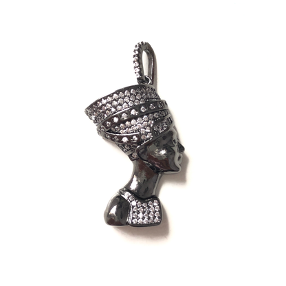 10pcs/lot 41*21mm CZ Paved Queen Nefertiti Charms Black CZ Paved Charms Large Sizes Queen Charms Charms Beads Beyond