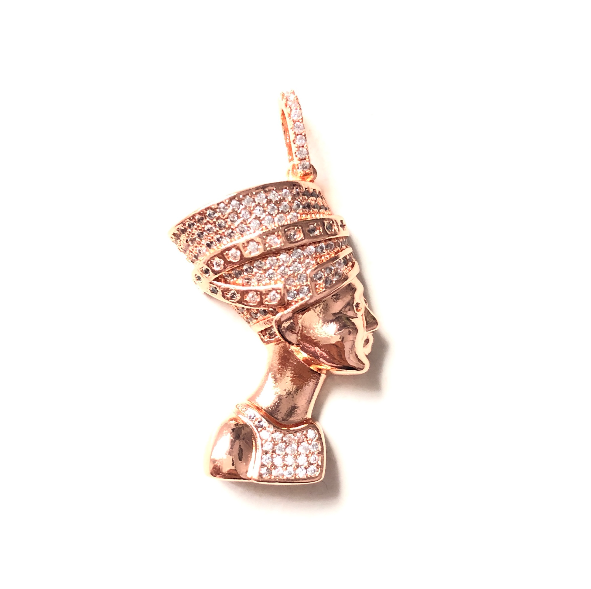 10pcs/lot 41*21mm CZ Paved Queen Nefertiti Charms Rose Gold CZ Paved Charms Large Sizes Queen Charms Charms Beads Beyond