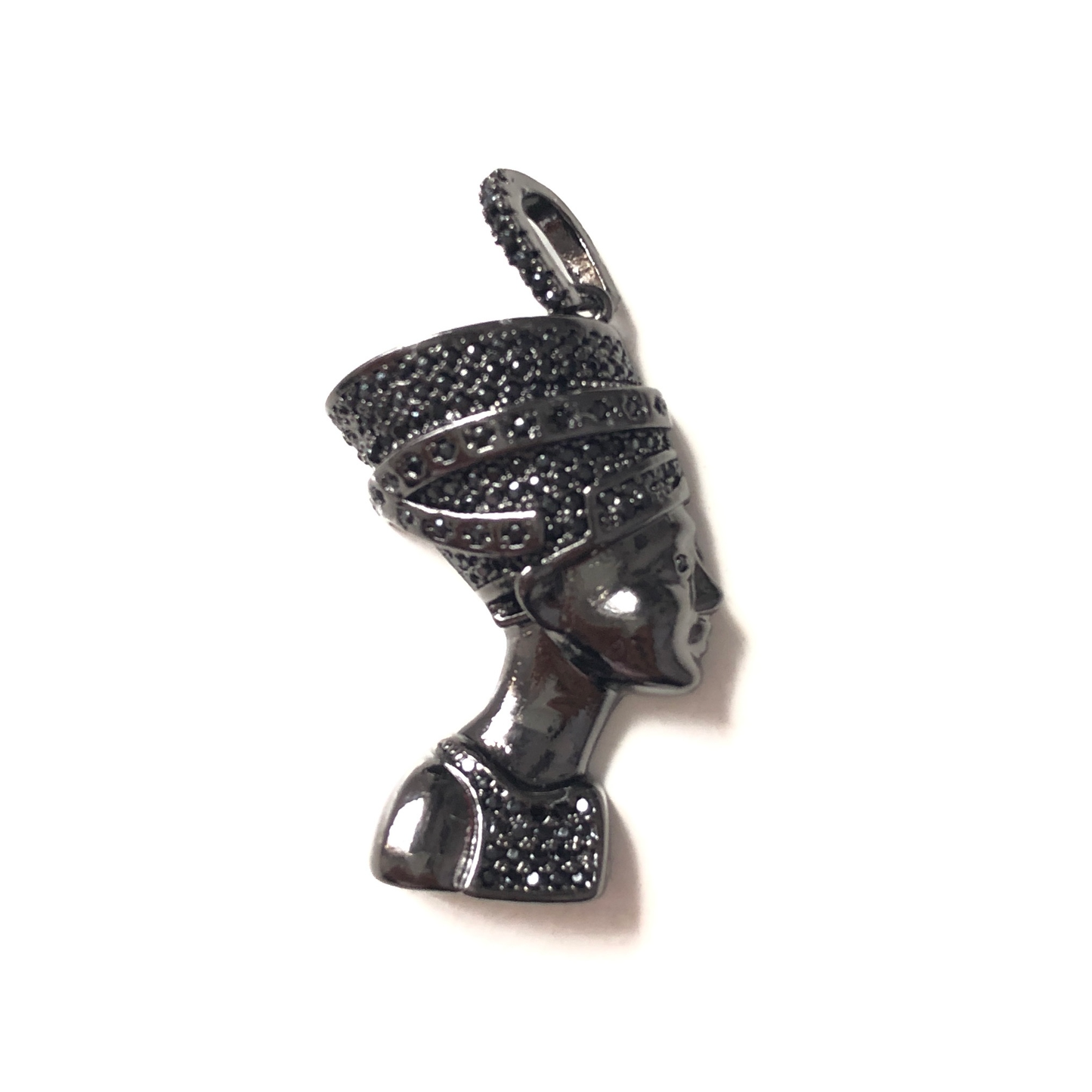 10pcs/lot 41*21mm CZ Paved Queen Nefertiti Charms Black on Black CZ Paved Charms Large Sizes Queen Charms Charms Beads Beyond