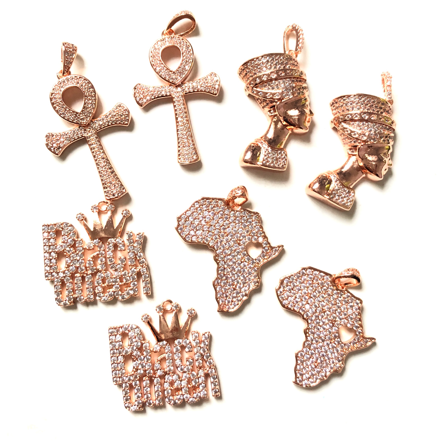 8pcs/lot Mix CZ Paved Charms Set-Rose Gold CZ Paved Charms Mix Charms Charms Beads Beyond