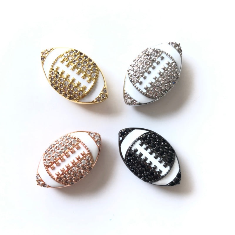 10pcs/lot 22.6*13.7mm CZ Paved 3D Football Spacers, Spacers