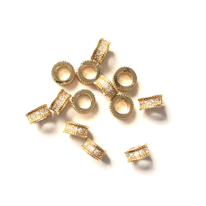50pcs/lot 7*3mm CZ Paved Wheel Rondelle Spacers Gold CZ Paved Spacers Rondelle Beads Charms Beads Beyond