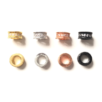 50pcs/lot 7*3mm CZ Paved Wheel Rondelle Spacers Mix Color CZ Paved Spacers Rondelle Beads Charms Beads Beyond