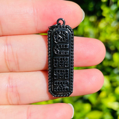 10pcs/lot 35.5*12mm CZ Paved Queen Word Tag Charms Black on Black CZ Paved Charms New Charms Arrivals Queen Charms Word Tags Charms Beads Beyond