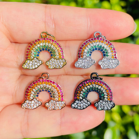 10pcs/lot 20*17.5mm Multicolor CZ Paved Rainbow Charms Mix Colors CZ Paved Charms Colorful Zirconia Charms Beads Beyond