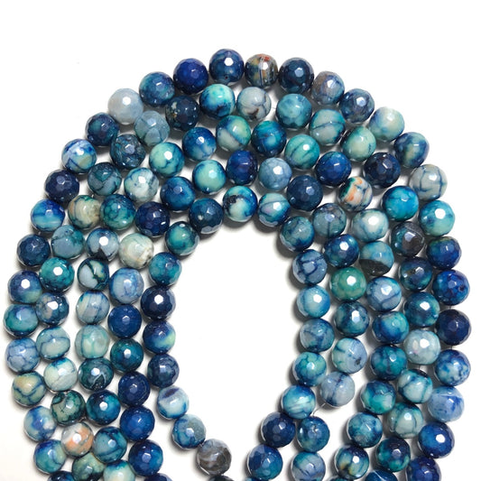 2 Strands/lot 8mm Electroplated Blue Fire Agate Faceted Stone Beads Electroplated Beads Electroplated Faceted Agate Beads New Beads Arrivals Charms Beads Beyond