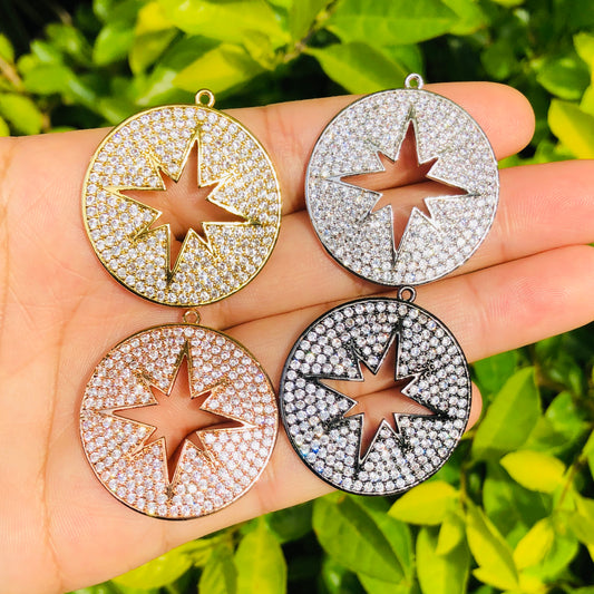 10pcs/lot 30*30mm CZ Paved Star Shield Charms Mix Colors CZ Paved Charms Large Sizes Sun Moon Stars Charms Beads Beyond