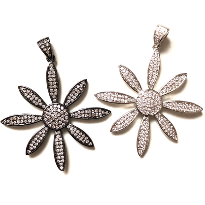 5-10pcs/lot 48*40mm CZ Paved Flower Charms CZ Paved Charms Flowers Large Sizes Charms Beads Beyond