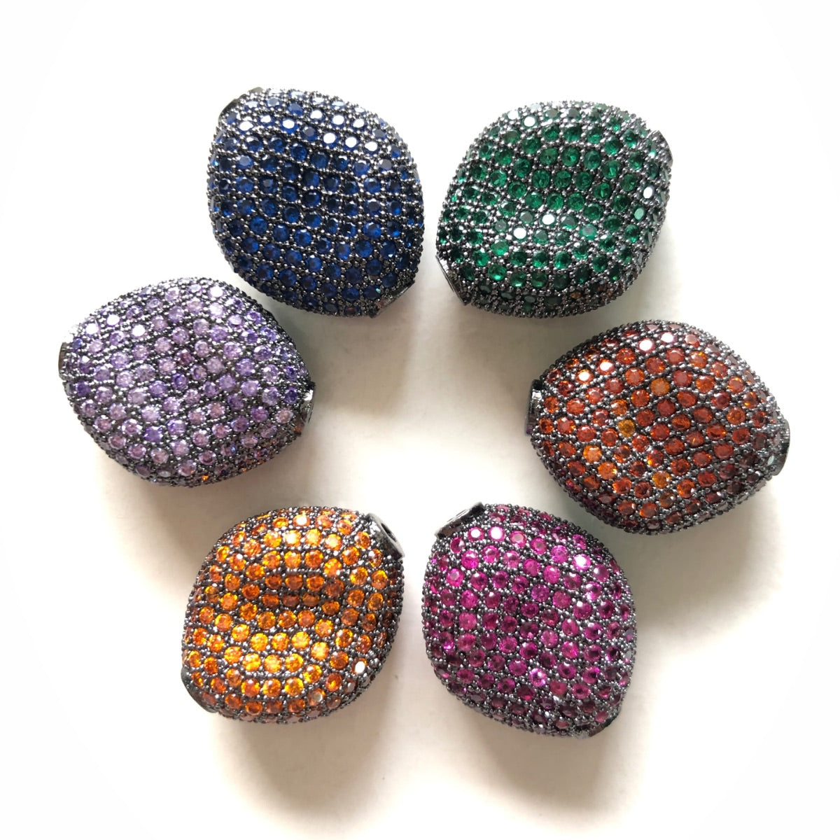 5-10pcs/lot 20*17mm Colorful CZ Paved Rhombus Centerpiece Spacers Mix Random Colors CZ Paved Spacers Colorful Zirconia Rhombus Spacers Charms Beads Beyond