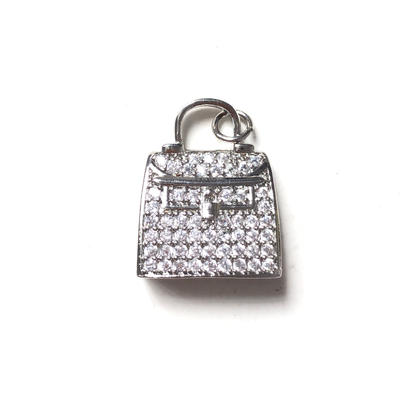 10pcs/lot 25*20mm CZ Paved Purse/Handbag Charms Silver CZ Paved Charms Fashion Charms Beads Beyond