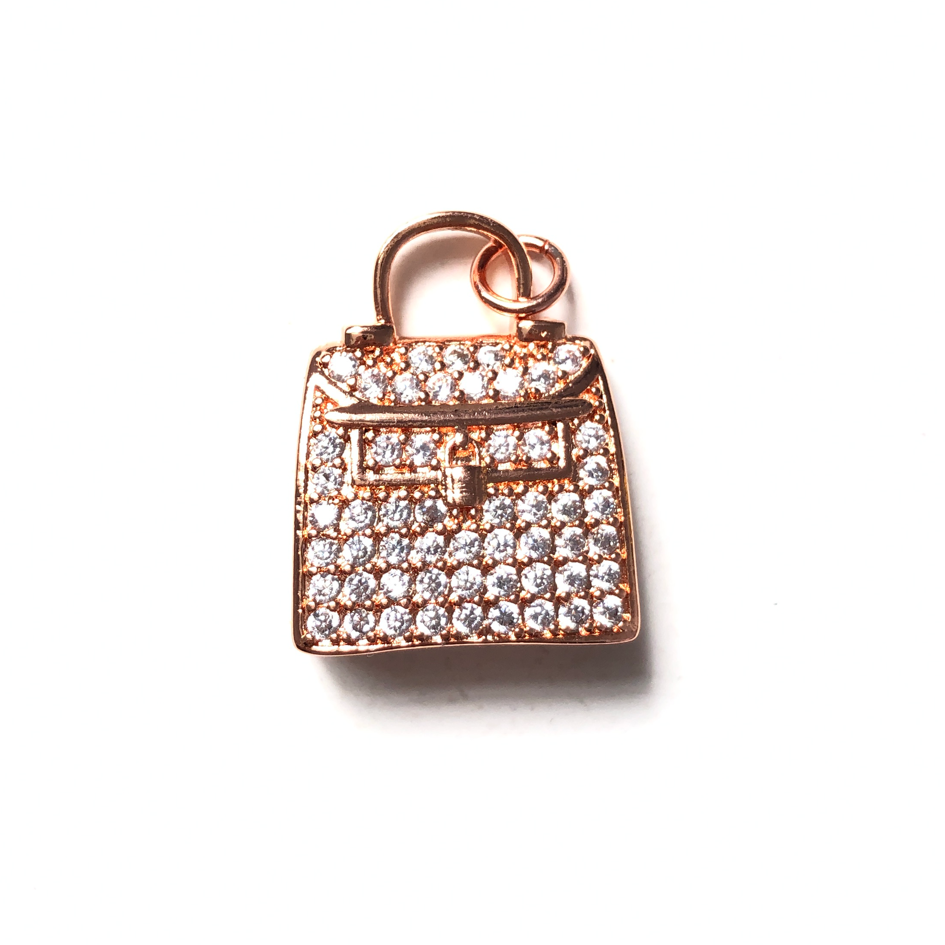 10pcs/lot 25*20mm CZ Paved Purse/Handbag Charms Rose Gold CZ Paved Charms Fashion Charms Beads Beyond