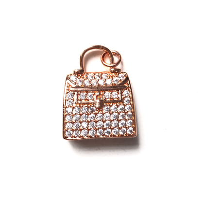 10pcs/lot 25*20mm CZ Paved Purse/Handbag Charms Rose Gold CZ Paved Charms Fashion Charms Beads Beyond