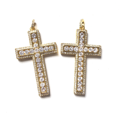 5-10pcs/lot 49*26mm CZ Paved Cross Charms CZ Paved Charms Crosses Charms Beads Beyond