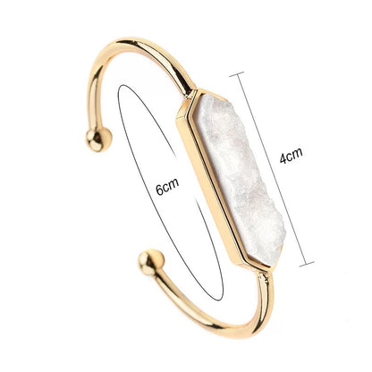 5pcs/lot Gold Plated Copper White Druzy Open Bangle for Women Women Bracelets Charms Beads Beyond