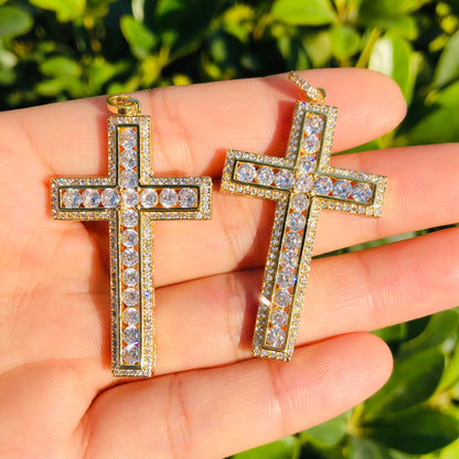 5-10pcs/lot 49*26mm CZ Paved Cross Charms CZ Paved Charms Crosses Charms Beads Beyond