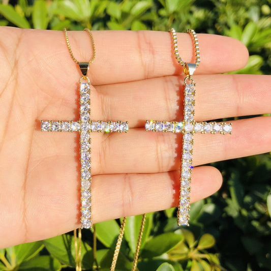 5pcs/lot 55*29mm CZ Paved Cross Necklace Necklaces Charms Beads Beyond