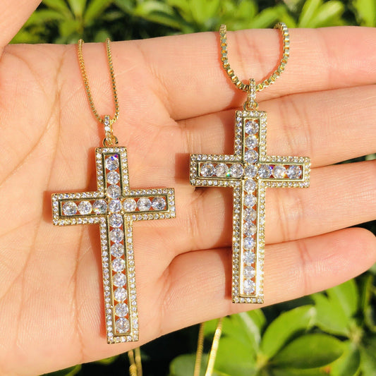 5pcs/lot 49*26mm CZ Paved Cross Necklace Necklaces Charms Beads Beyond