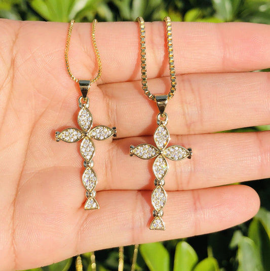 5pcs/lot 37*17mm CZ Paved Cross Necklace Necklaces Charms Beads Beyond