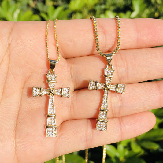 5pcs/lot 36*18mm CZ Paved Cross Necklace Necklaces Charms Beads Beyond