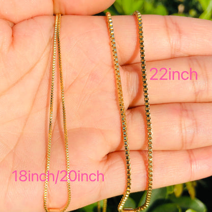 10pcs/lot 18, 20, 22inch Gold Plated Box Chains Chain Necklaces Charms Beads Beyond