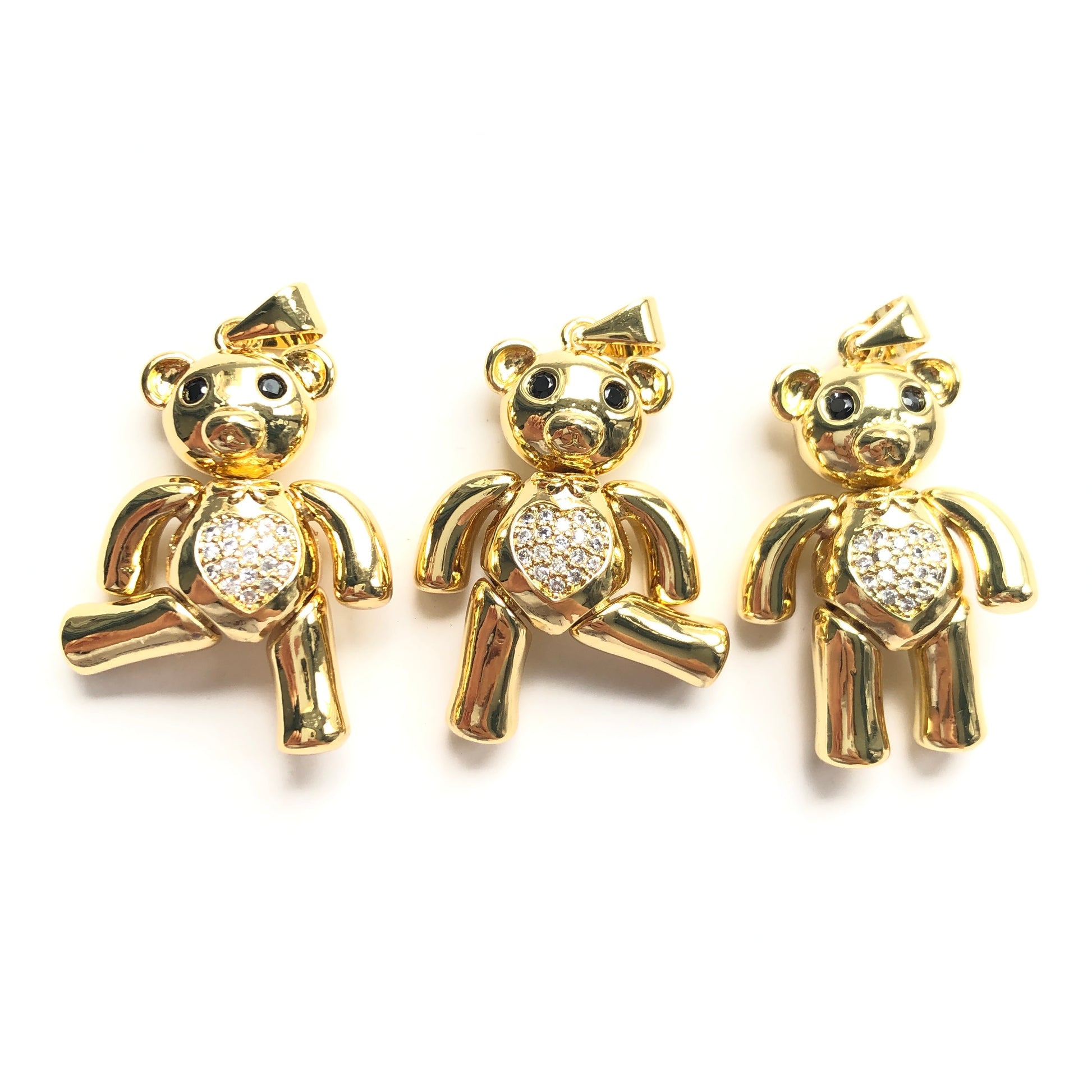 5-10pcs/lot CZ Paved Movable Cute Heart Bear Charms CZ Paved Charms Animals & Insects New Charms Arrivals Charms Beads Beyond