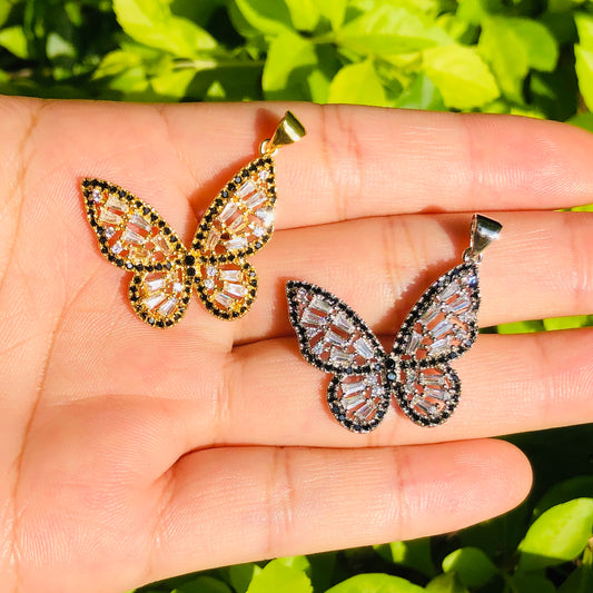 10pcs/lot 26.5*22.5mm Black & Clear CZ Paved Butterfly Charms CZ Paved Charms Butterflies Charms Beads Beyond