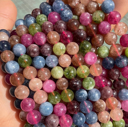 2 Strands/lot 10mm, 12mm Multicolor Tourmaline Stone Round Beads Stone Beads 12mm Stone Beads New Beads Arrivals Other Stone Beads Charms Beads Beyond