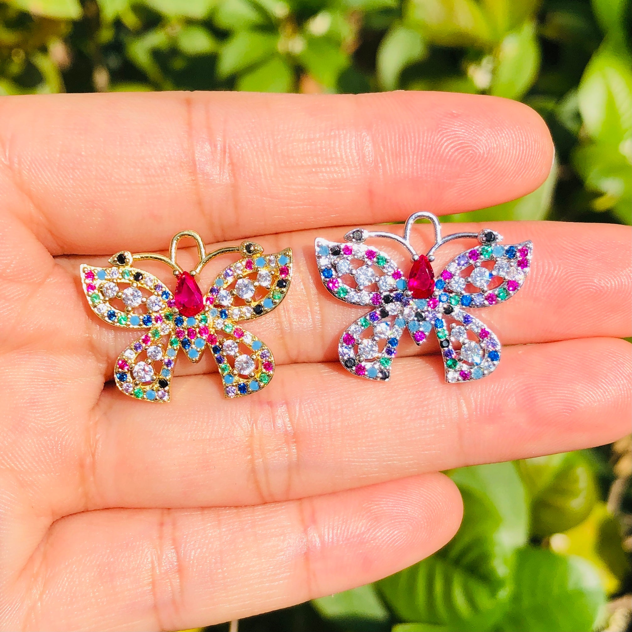 10pcs/lot 24*20mm Multicolor CZ Paved Butterfly Charm | Charms | Charms ...