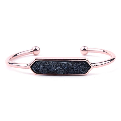 5pcs/lot Gold Silver Rose Gold Black Multicolor Druzy Open Bangles for Women Black on Rose Gold Women Bracelets Charms Beads Beyond