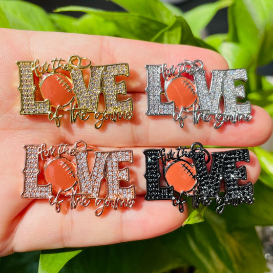 10pcs/lot 33*22mm CZ Paved For the Love Of the Game American Football Word Charms Mix Colors CZ Paved Charms American Football Sports New Charms Arrivals Charms Beads Beyond