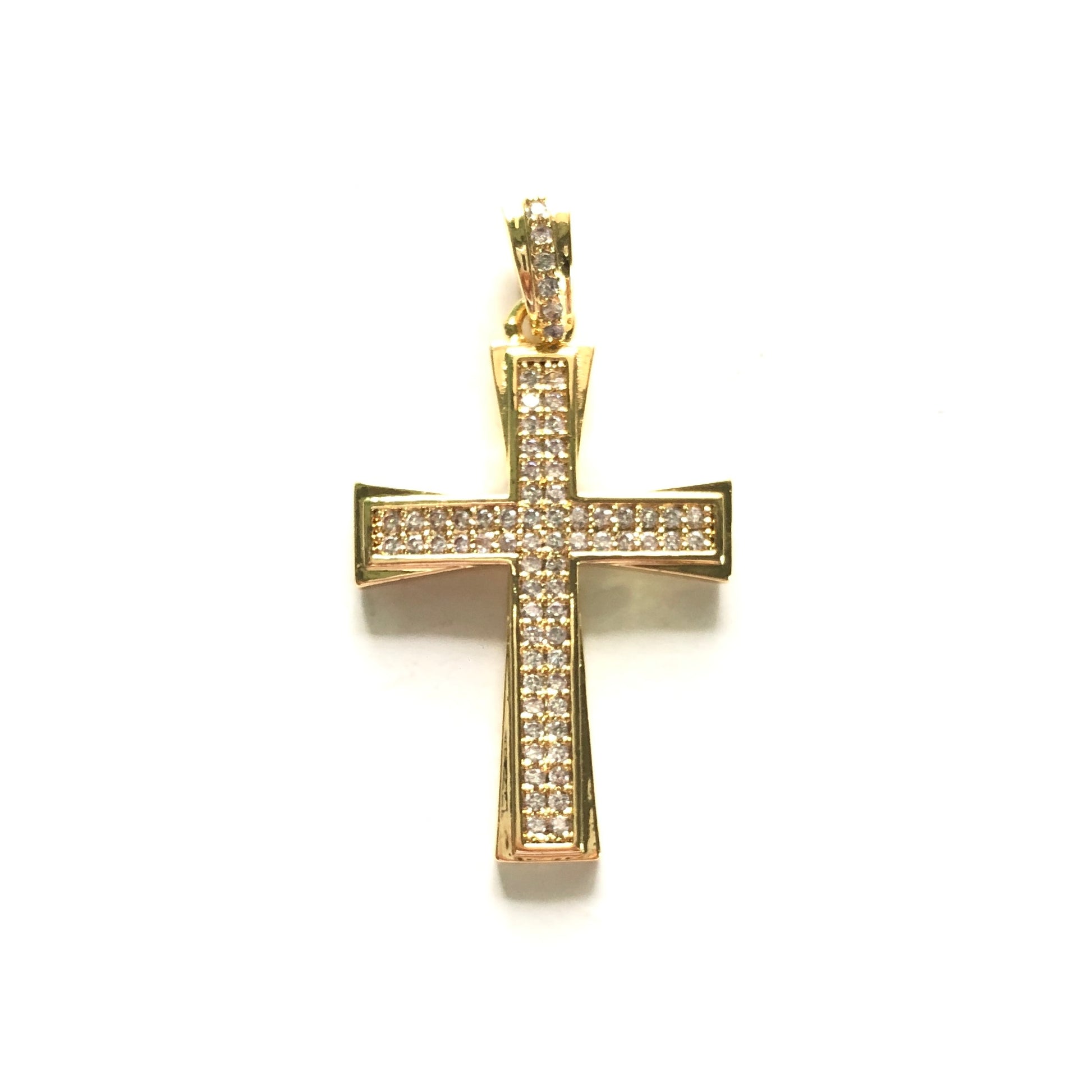 10pcs/lot 36*21mm CZ Paved Cross Charms Gold CZ Paved Charms Crosses Charms Beads Beyond