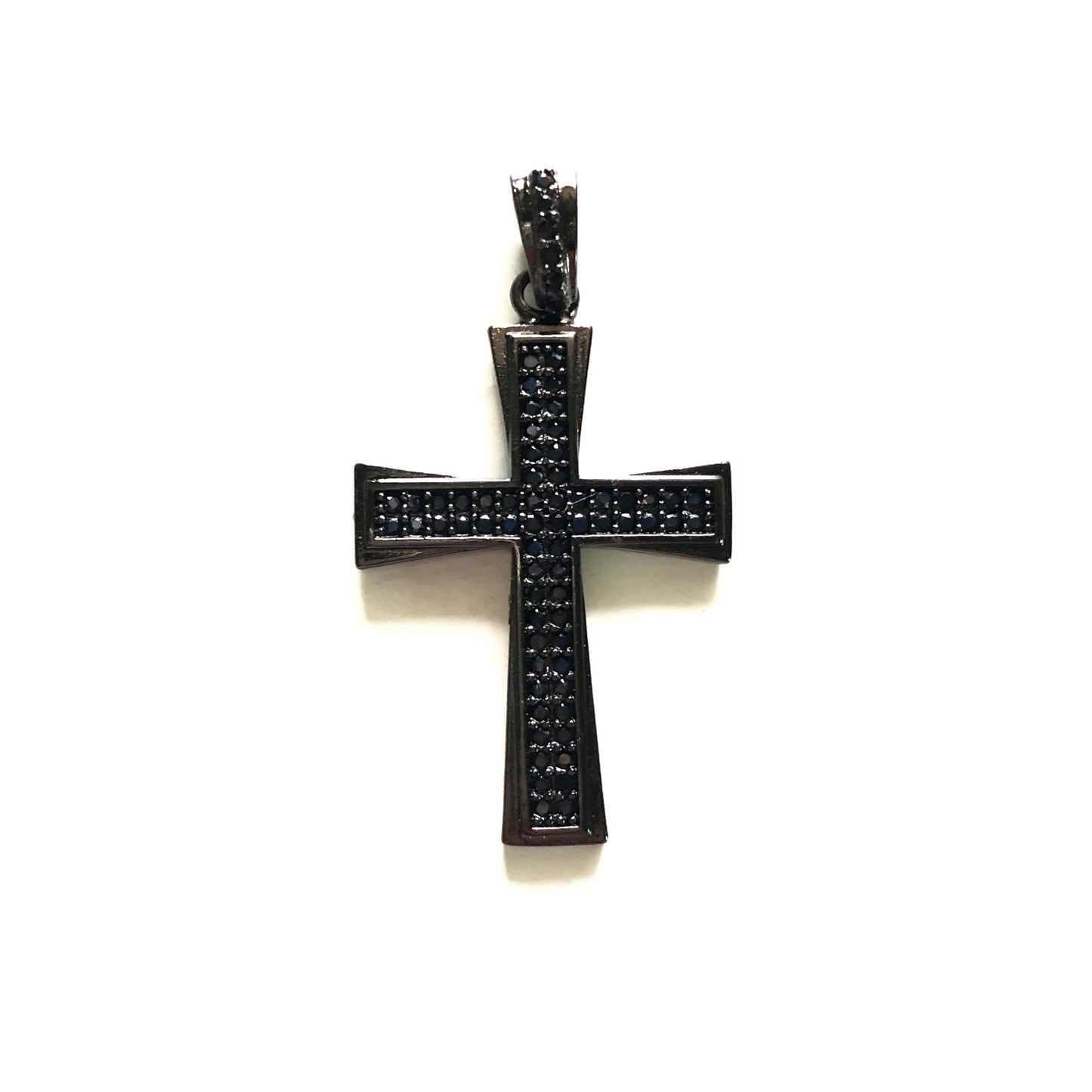 10pcs/lot 36*21mm CZ Paved Cross Charms Black on Black CZ Paved Charms Crosses Charms Beads Beyond