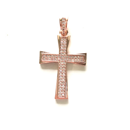 10pcs/lot 36*21mm CZ Paved Cross Charms Rose Gold CZ Paved Charms Crosses Charms Beads Beyond