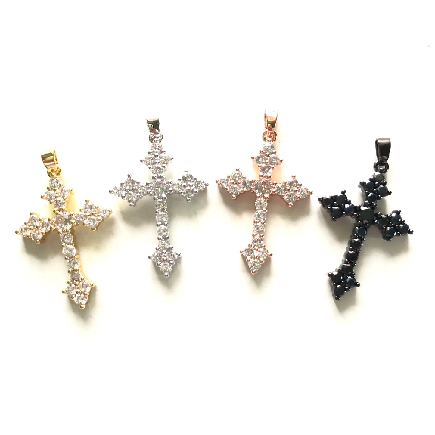 10pcs/lot 35*21mm CZ Paved Cross Charms CZ Paved Charms Crosses Charms Beads Beyond