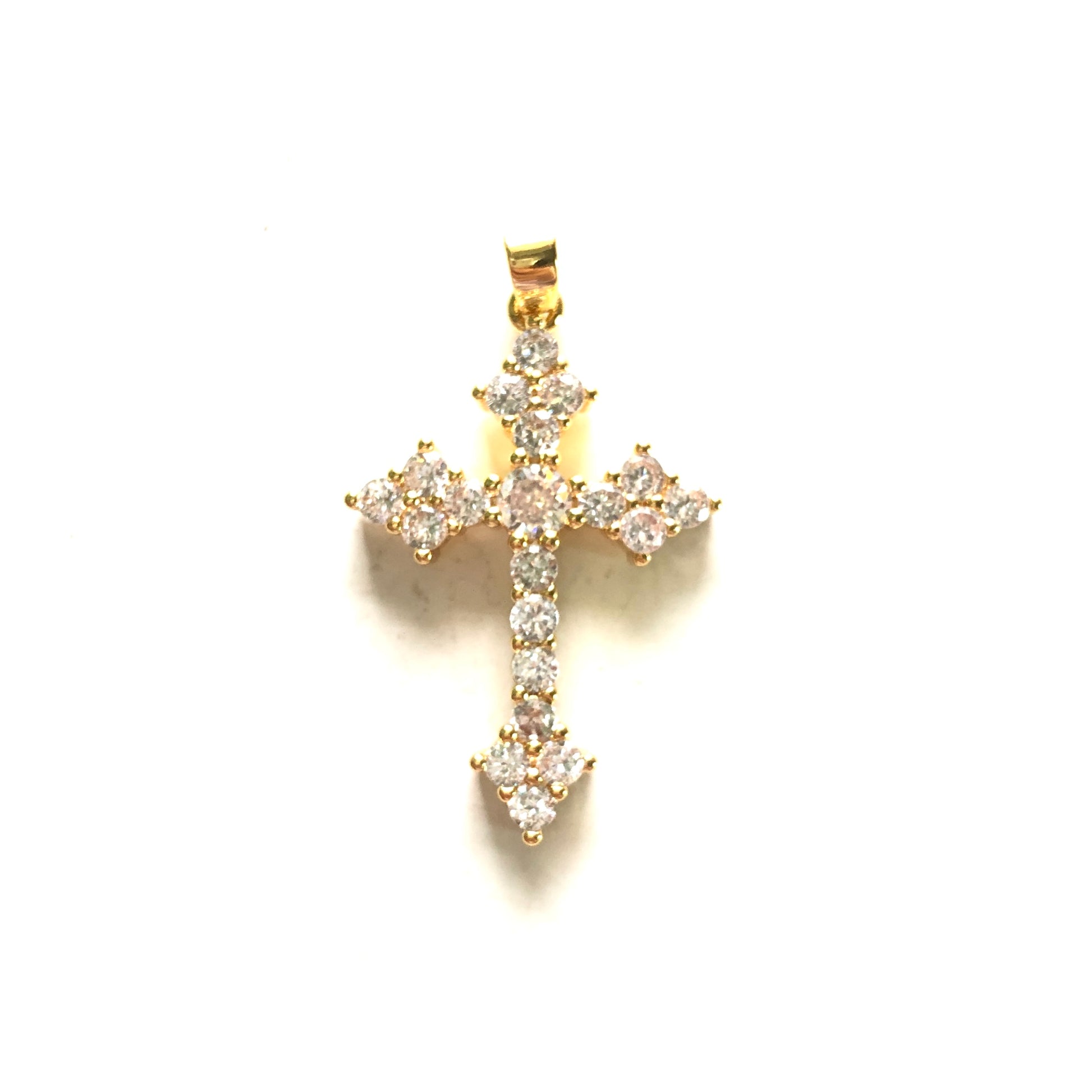 10pcs/lot 35*21mm CZ Paved Cross Charms Gold CZ Paved Charms Crosses Charms Beads Beyond