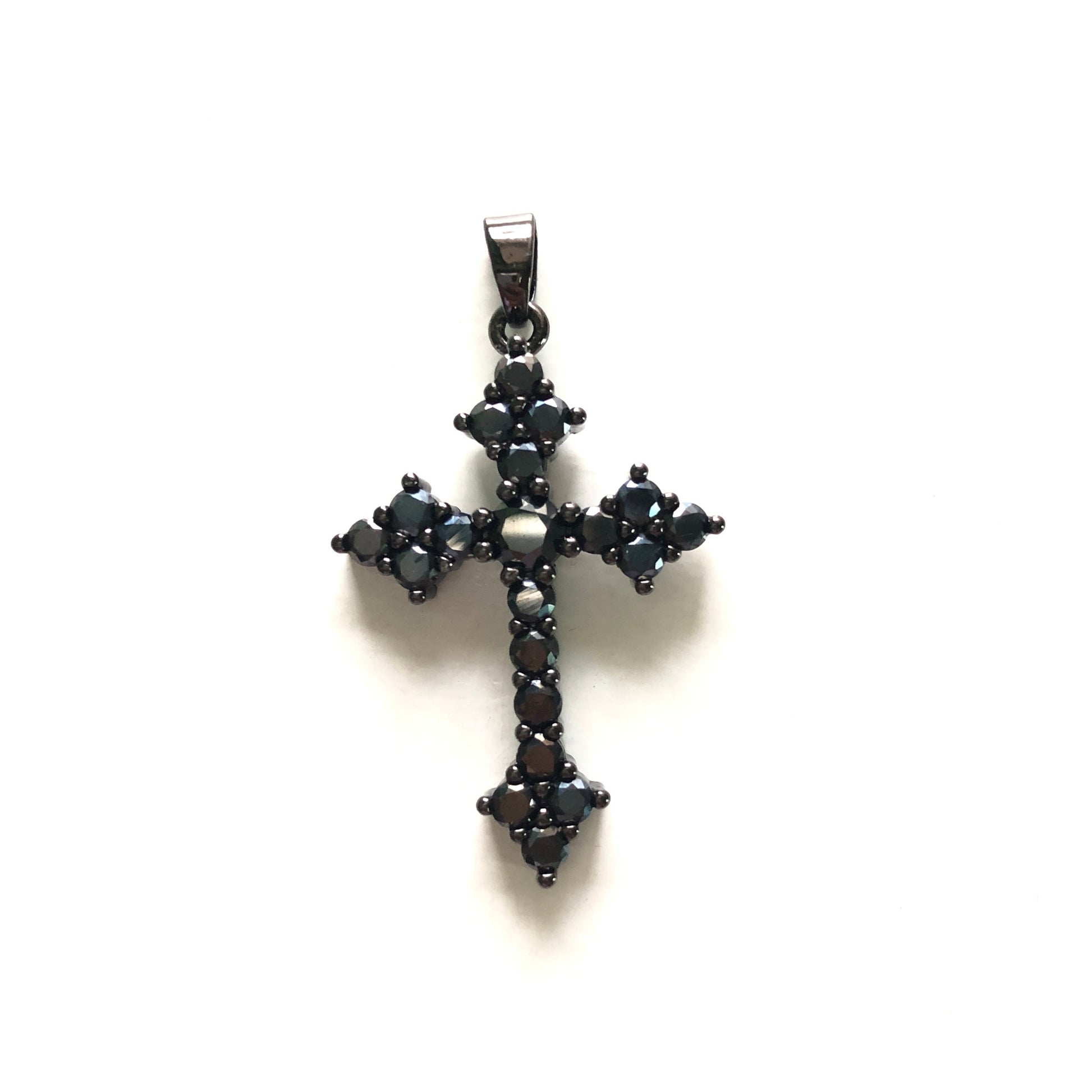 10pcs/lot 35*21mm CZ Paved Cross Charms Black on Black CZ Paved Charms Crosses Charms Beads Beyond