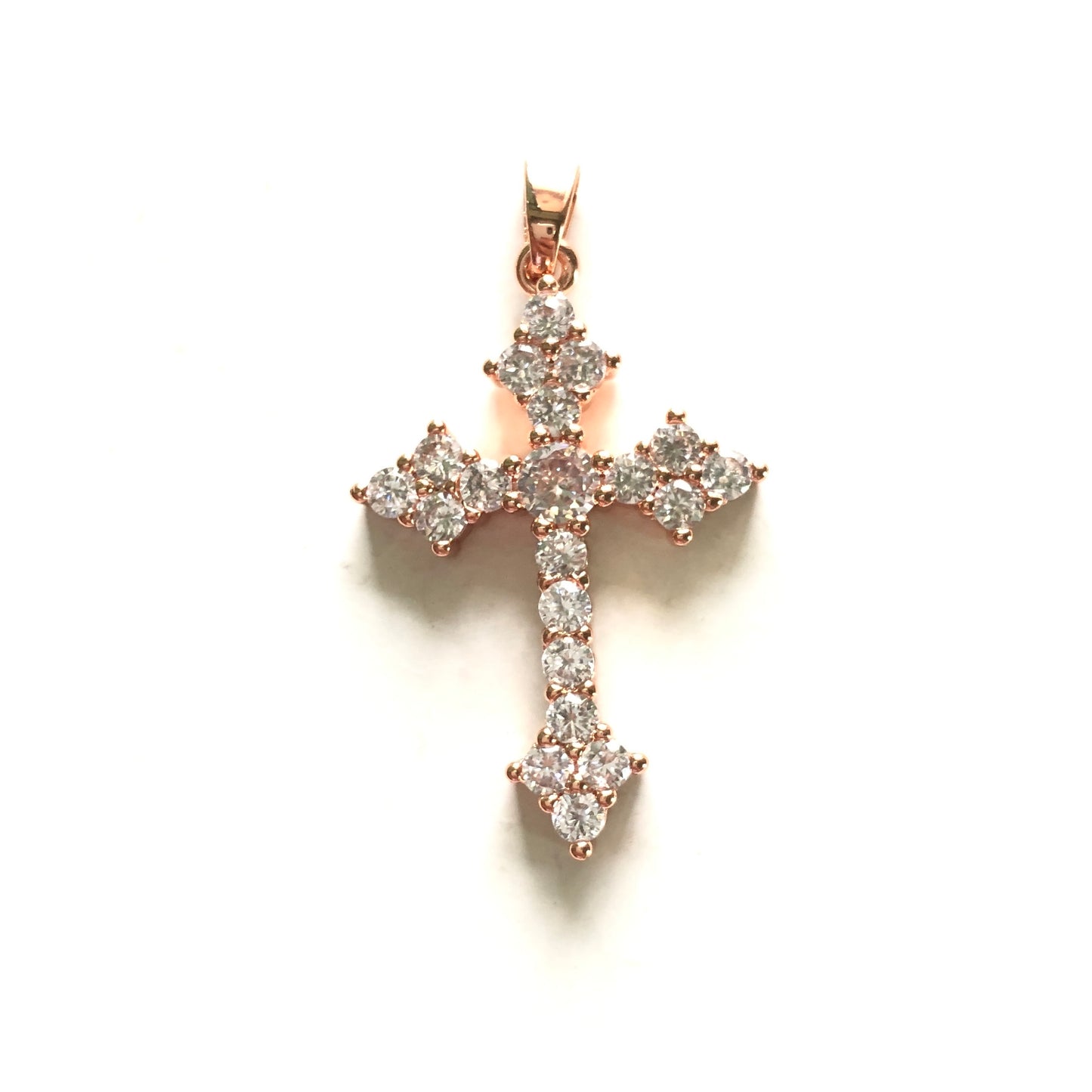 10pcs/lot 35*21mm CZ Paved Cross Charms Rose Gold CZ Paved Charms Crosses Charms Beads Beyond