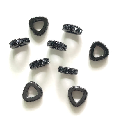 20pcs/lot 8*2.5mm CZ Paved Triangle Rondelle Spacers Black on Black CZ Paved Spacers Rondelle Beads Charms Beads Beyond