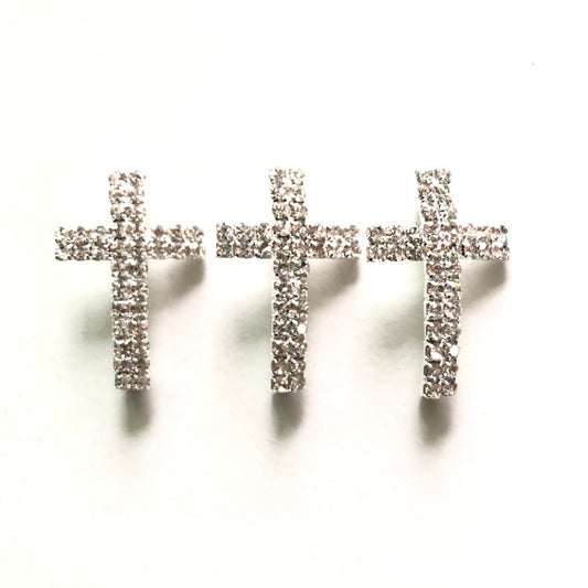10pcs/lot 30*20mm Clear Rhinestone Paved Alloy Cross Spacers-Silver Alloy Spacers New Spacers Arrivals Charms Beads Beyond