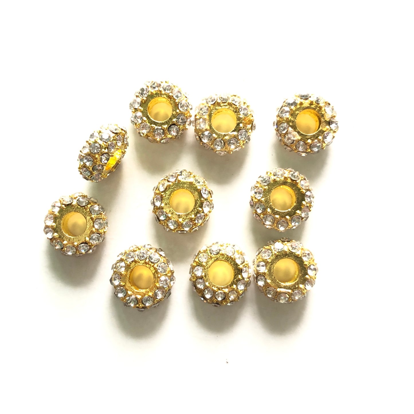 20-50pcs/lot 8mm Clear Rhinestone Paved Alloy Wheel Spacers Gold Alloy Spacers & Wholesale Charms Beads Beyond