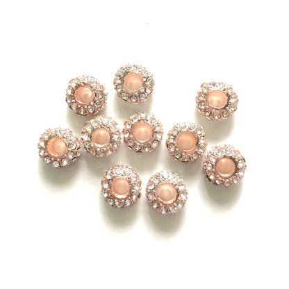 20-50pcs/lot 8mm Clear Rhinestone Paved Alloy Wheel Spacers Rose Gold Alloy Spacers & Wholesale Charms Beads Beyond