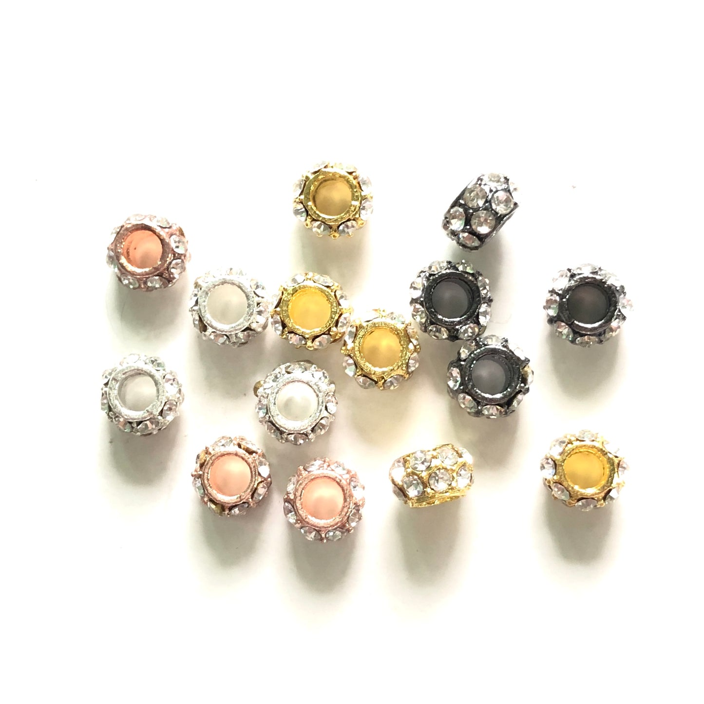 20-50pcs/lot 6mm Clear Rhinestone Paved Alloy Wheel Spacers Mix Colors Alloy Spacers & Wholesale Charms Beads Beyond