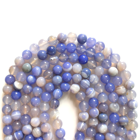 2 Strands/lot 10mm Blue Banded Agate Round Stone Beads Stone Beads Round Agate Beads Charms Beads Beyond