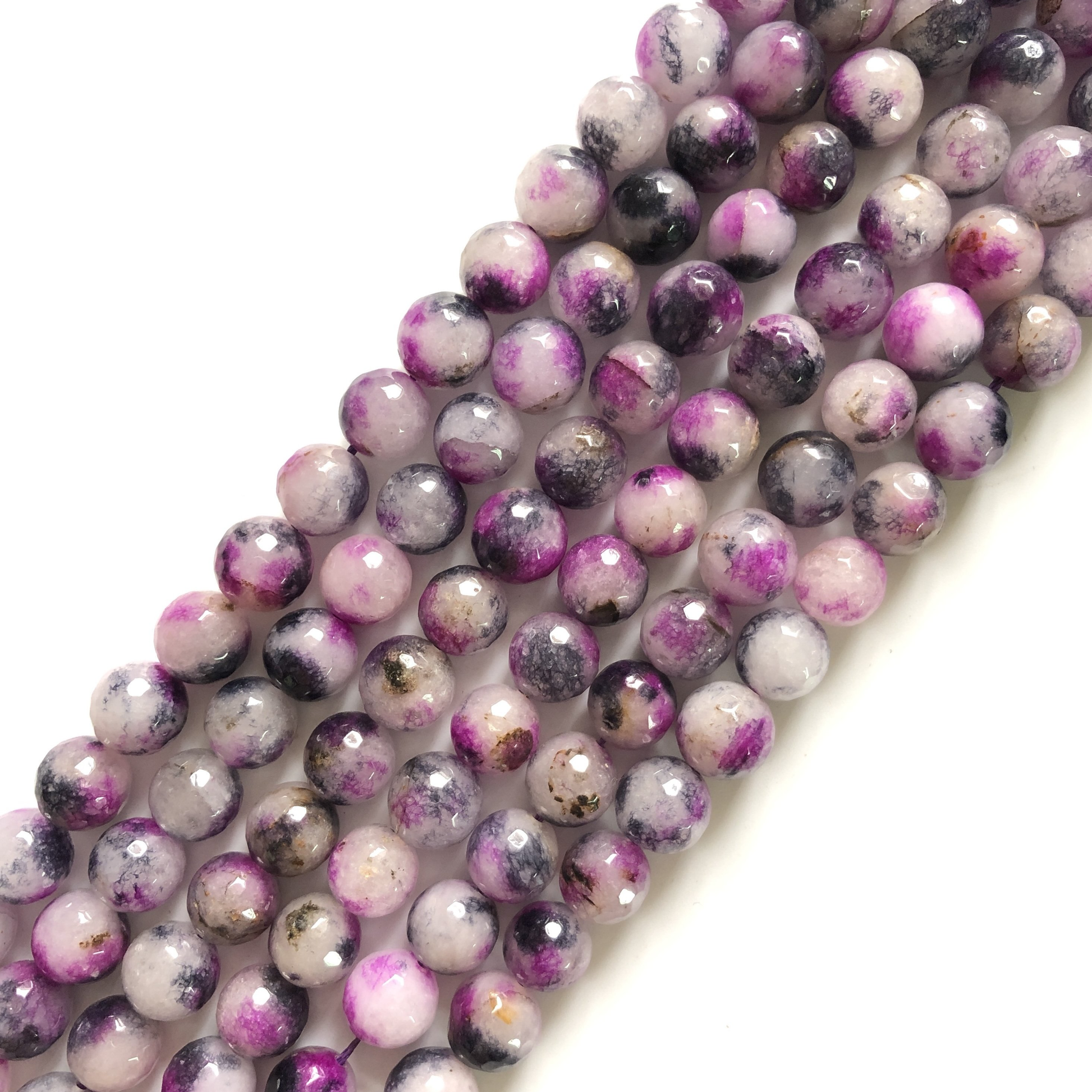 2 Strands/lot 10/12mm Fushcia White Agate Faceted Stone Beads Stone Beads 12mm Stone Beads Faceted Agate Beads Charms Beads Beyond