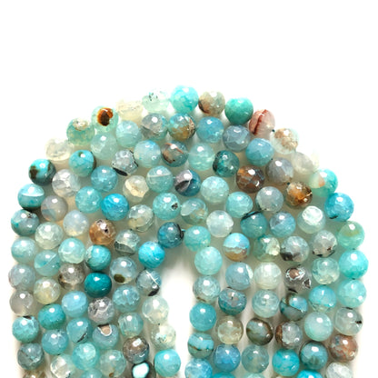 2 Strands/lot 8/10/12mm Light Blue Dragon Agate Faceted Stone Beads Stone Beads 12mm Stone Beads 8mm Stone Beads Faceted Agate Beads Charms Beads Beyond
